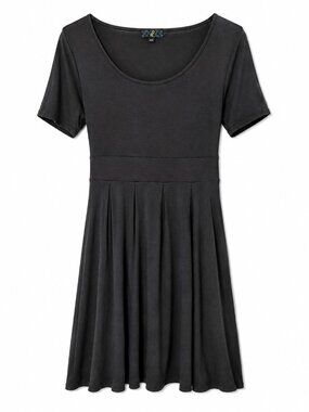 Classic Black Short-Sleeve Skater Dress